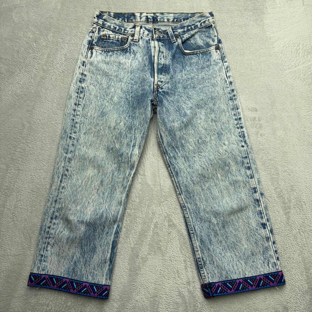 Vintage Levi's Capri Jeans Women's Size 30 Blue 501 Acid Wash Straight Leg USA